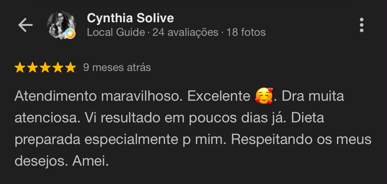 Avaliação de Cynthia Solive