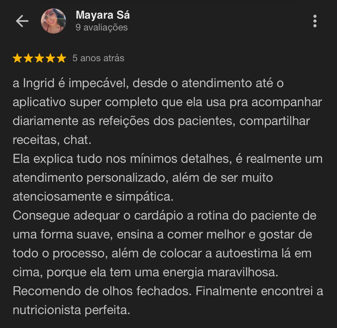 Avaliação de Mayara Sá