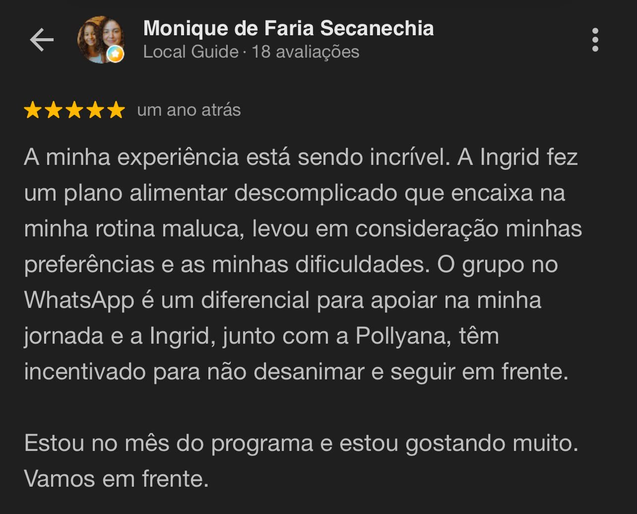 Avaliação de Monique de Faria Secanechia